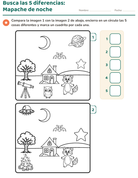 Vista previa de la hoja de Busca las diferencias para jardín infantil