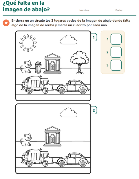 Vista previa de la hoja de Busca las diferencias para jardín infantil
