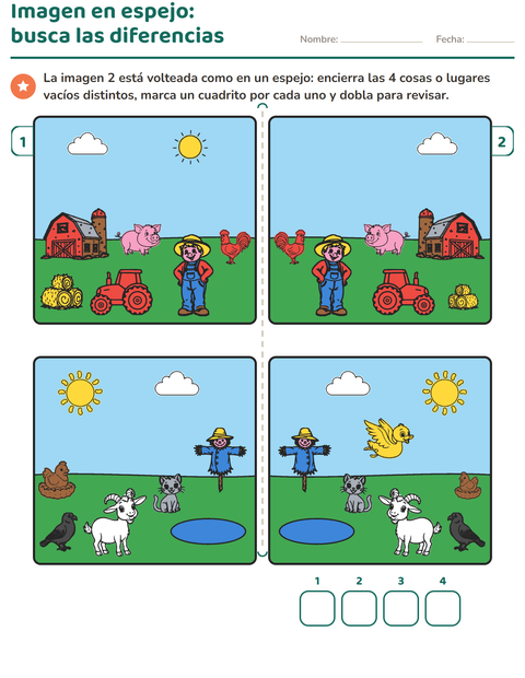 Vista previa de la hoja de Busca las diferencias para grado 1