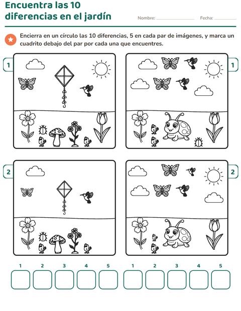 Encuentra las 10 diferencias en el jardín