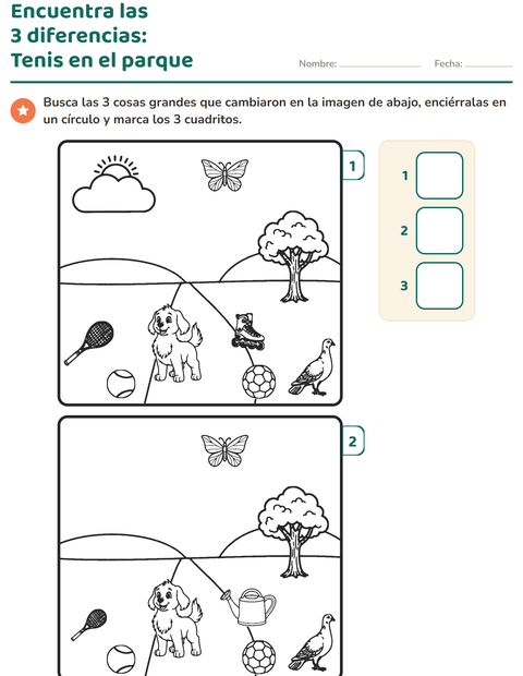 Vista previa de la hoja de Busca las diferencias para jardín infantil