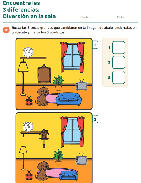 Vista previa de la hoja de Busca las diferencias para jardín infantil