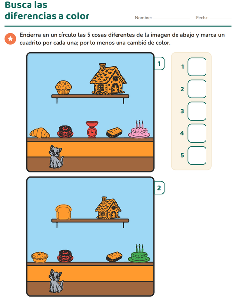 Vista previa de la hoja de Busca las diferencias para jardín infantil