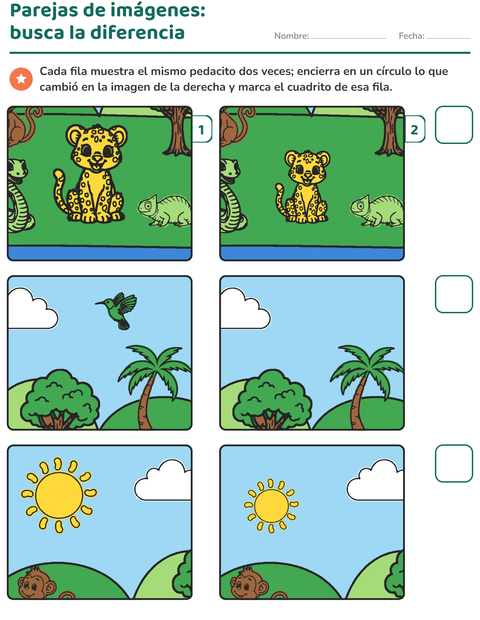 Vista previa de la hoja de Busca las diferencias para jardín infantil