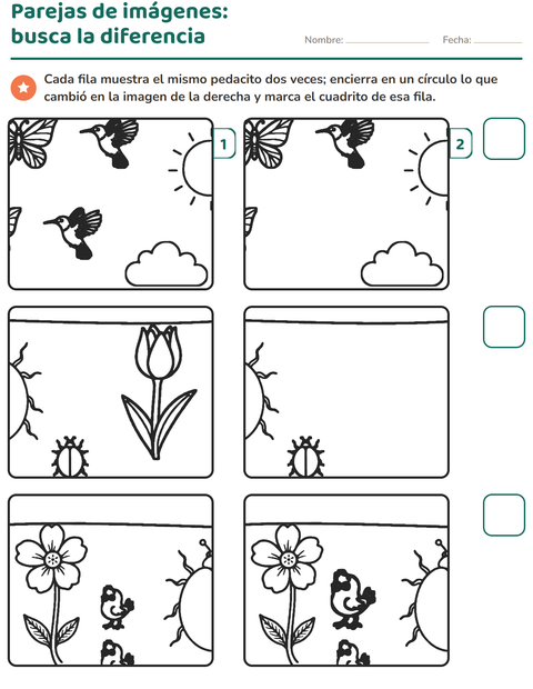 Vista previa de la hoja de Busca las diferencias para jardín infantil