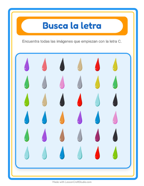 Vista previa de la hoja de Busca Y Cuenta con Colores para preescolar