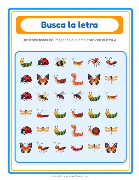 Vista previa de la hoja de Busca Y Cuenta con Insectos y bichos para preescolar