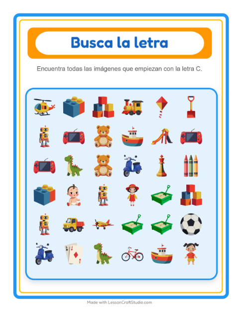 Vista previa de la hoja de Busca Y Cuenta con Juguetes para preescolar