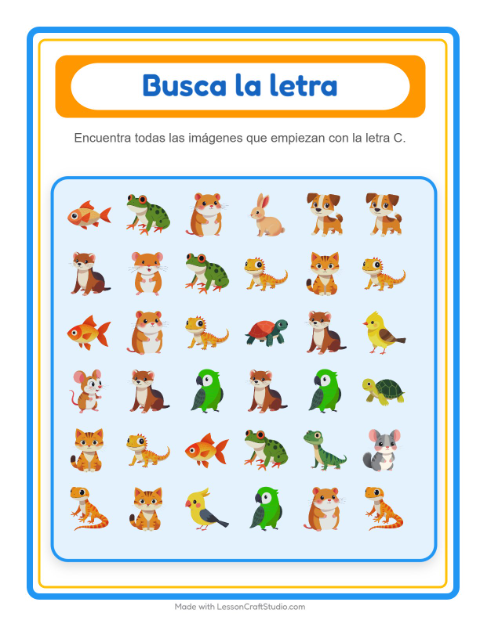 Vista previa de la hoja de Busca Y Cuenta con Mascotas para preescolar