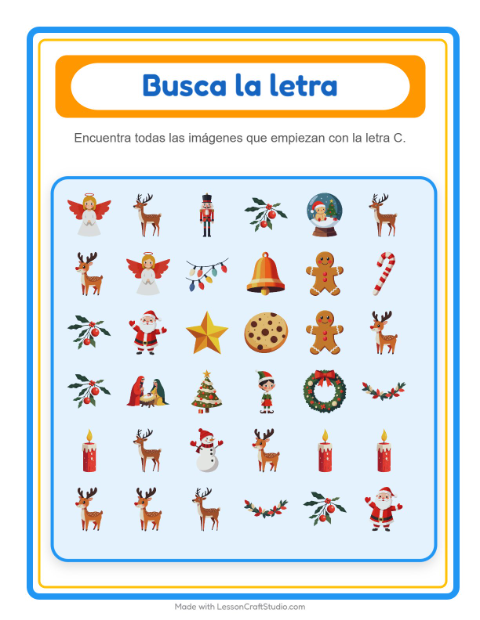 Vista previa de la hoja de Busca Y Cuenta con Navidad para preescolar