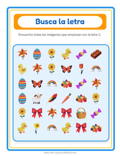 Vista previa de la hoja de Busca Y Cuenta con Pascua para preescolar