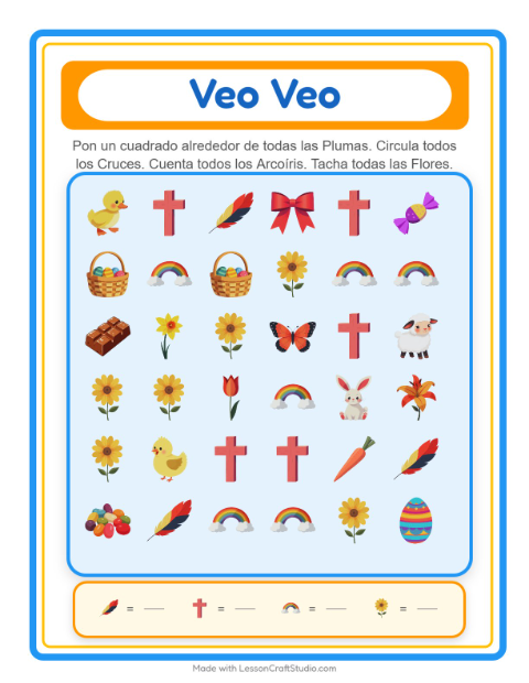 Vista previa de la hoja de Busca Y Cuenta con Pascua para preescolar