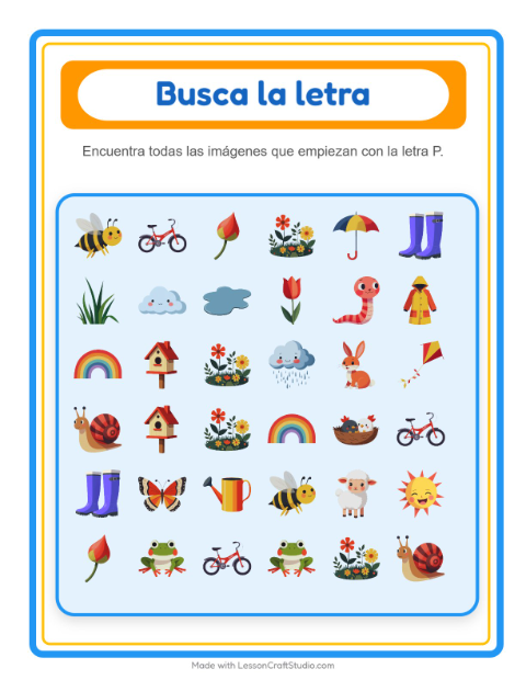 Vista previa de la hoja de Busca Y Cuenta con Primavera para preescolar
