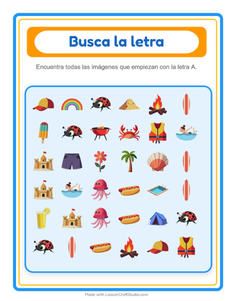 Vista previa de la hoja de Busca Y Cuenta con Verano para preescolar
