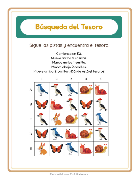 Vista previa de Busca el Tesoro con Aves: Sigue las Direcciones