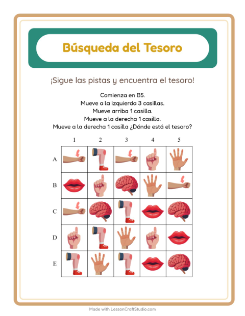 Vista previa de la hoja de Búsqueda Del Tesoro con Accesorios para grado 1