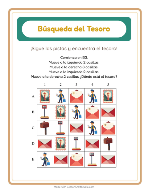 Vista previa de la hoja de Búsqueda Del Tesoro con Accesorios para grado 1