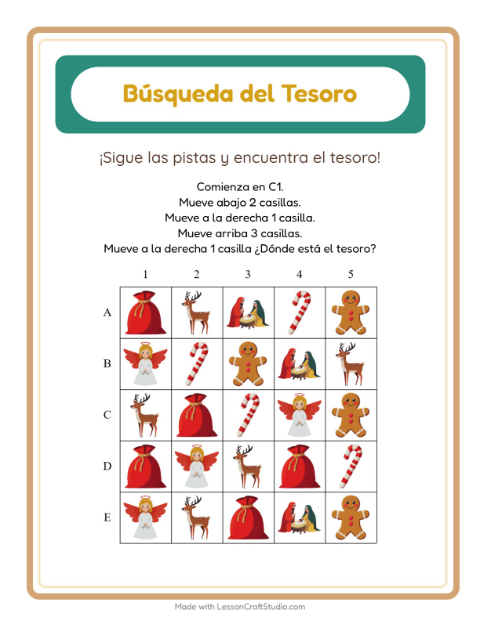 Vista previa de la hoja de Búsqueda Del Tesoro con Accesorios para grado 1