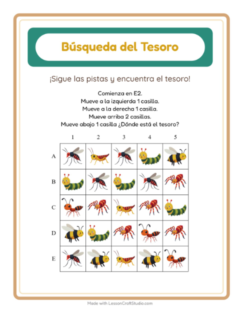 Vista previa de la hoja de Búsqueda Del Tesoro con Accesorios para grado 1