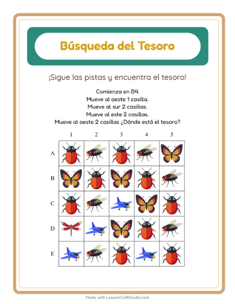 Vista previa de la hoja de Búsqueda Del Tesoro con Accesorios para grado 1