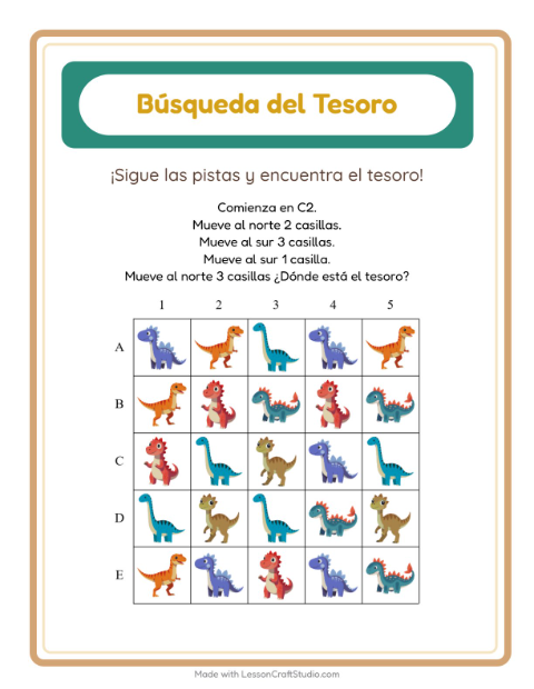 Vista previa de la hoja de Búsqueda Del Tesoro con Accesorios para grado 1