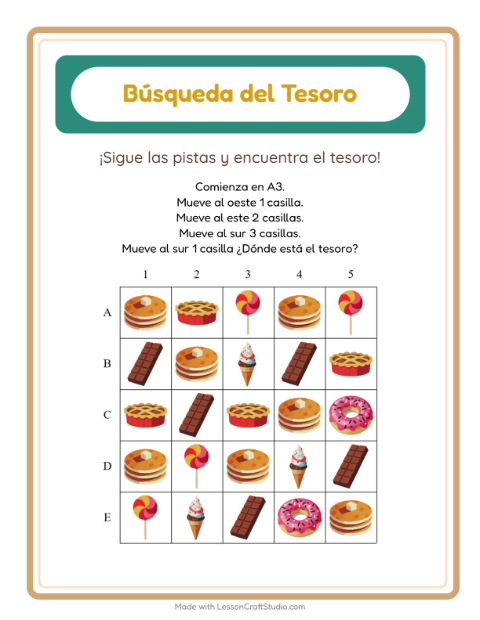 Vista previa de la hoja de Búsqueda Del Tesoro con Accesorios para grado 1