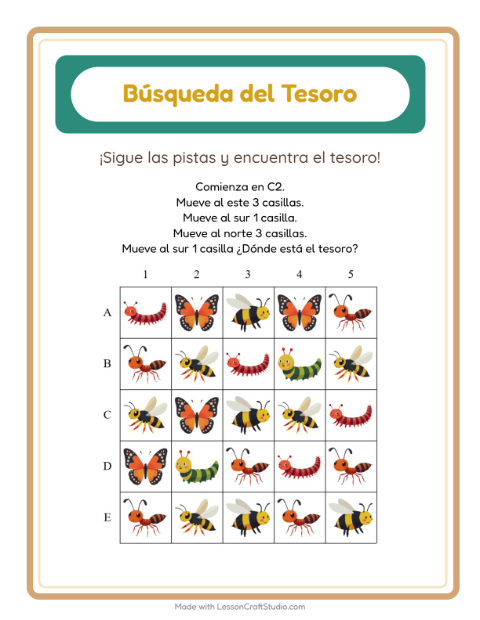 Vista previa de la hoja de Búsqueda Del Tesoro con Accesorios para grado 1