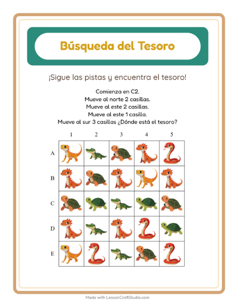 Vista previa de la hoja de Búsqueda Del Tesoro con Accesorios para grado 1