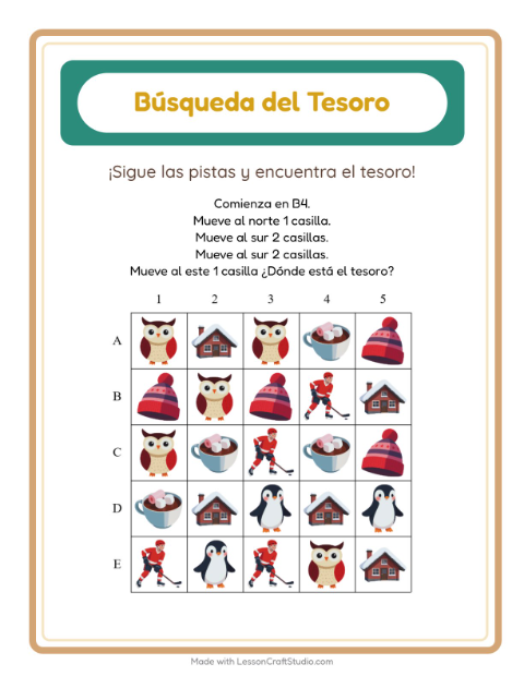 Vista previa de la hoja de Búsqueda Del Tesoro con Accesorios para grado 1