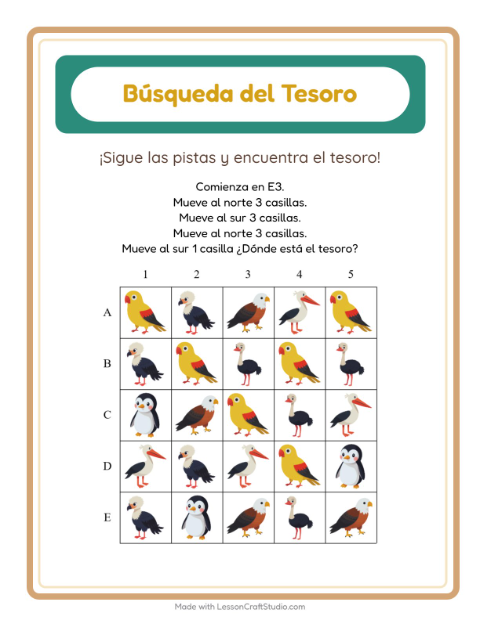 Vista previa de la hoja de Búsqueda Del Tesoro con Accesorios para grado 1
