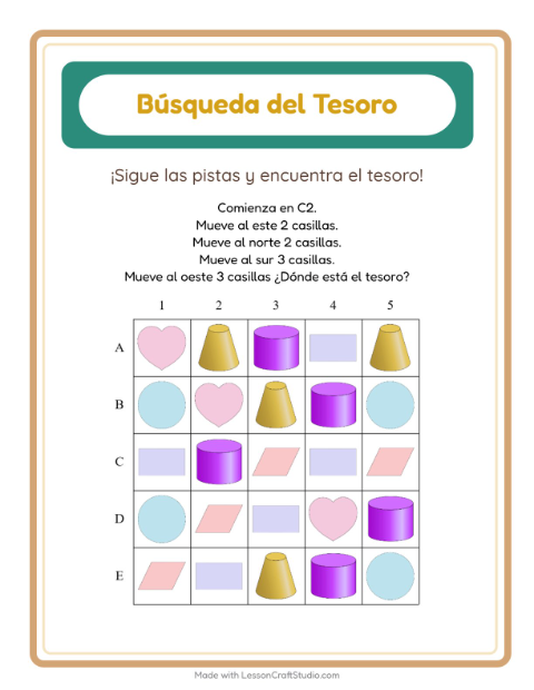 Vista previa de la hoja de Búsqueda Del Tesoro con Accesorios para grado 1
