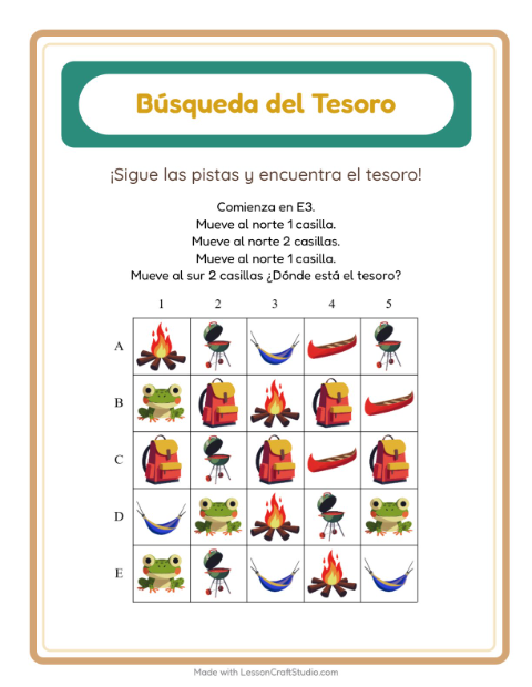 Vista previa de la hoja de Búsqueda Del Tesoro con Accesorios para grado 1
