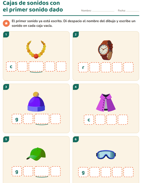Vista previa de la hoja de Cajas de sonidos con Accesorios para jardín infantil