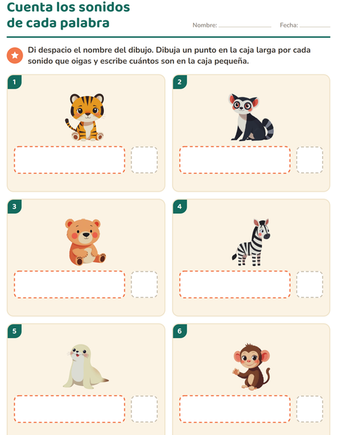 Vista previa de la hoja de Cajas de sonidos con Animales del zoológico para jardín infantil