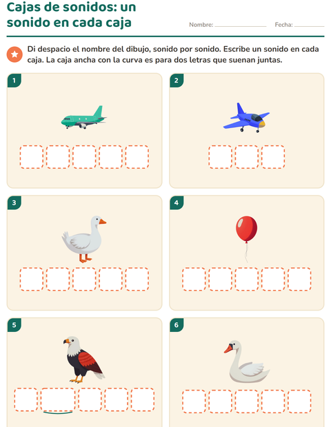 Vista previa de la hoja de Cajas de sonidos con Cosas que vuelan para jardín infantil