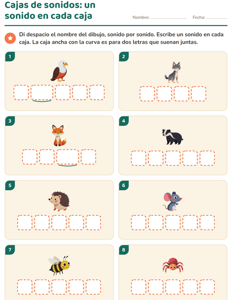 Vista previa de la hoja de Cajas de sonidos con Criaturas del bosque para jardín infantil