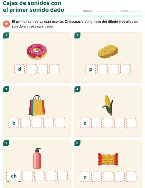 Cajas de sonidos con el primer sonido dado: el supermercado — preescolar