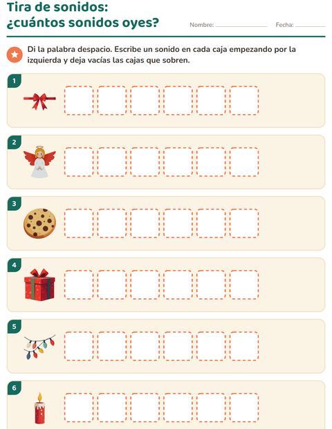 Vista previa de la hoja de Cajas de sonidos con Navidad para grado 1