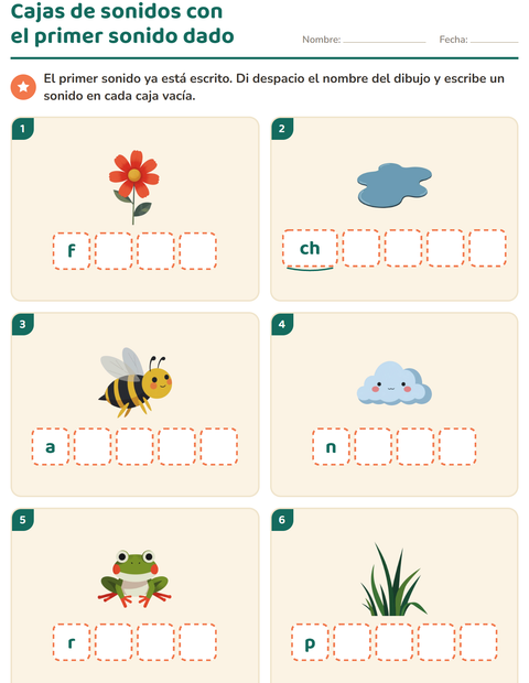 Vista previa de la hoja de Cajas de sonidos con Primavera para jardín infantil