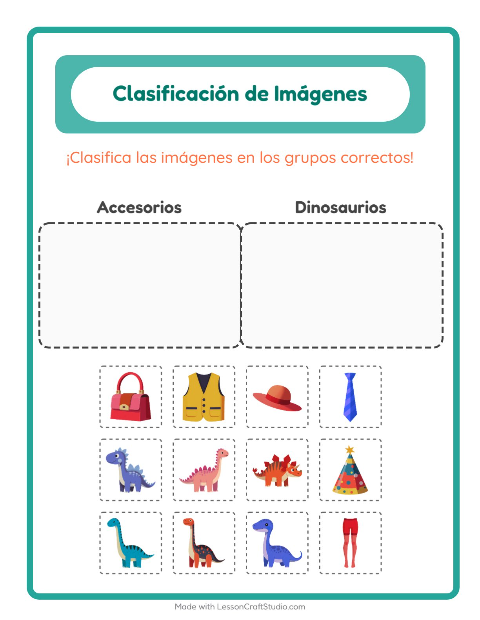 Vista previa de la hoja de Clasificar Imágenes para jardín infantil