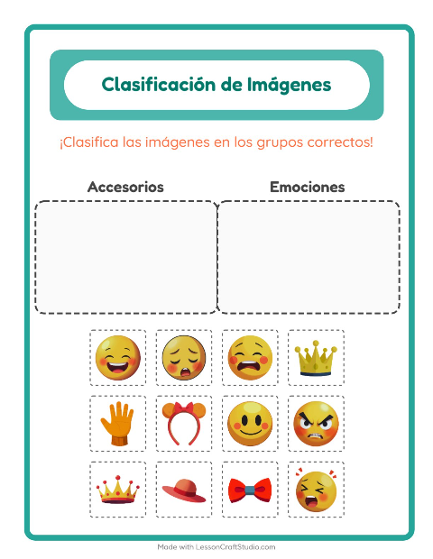 Vista previa de la hoja de Clasificar Imágenes para jardín infantil