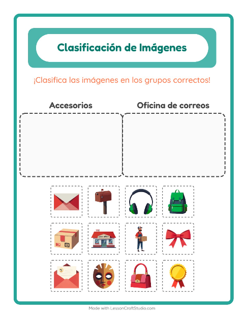 Vista previa de la hoja de Clasificar Imágenes para jardín infantil