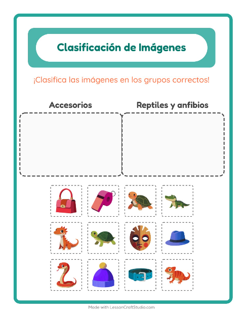 Vista previa de la hoja de Clasificar Imágenes para jardín infantil