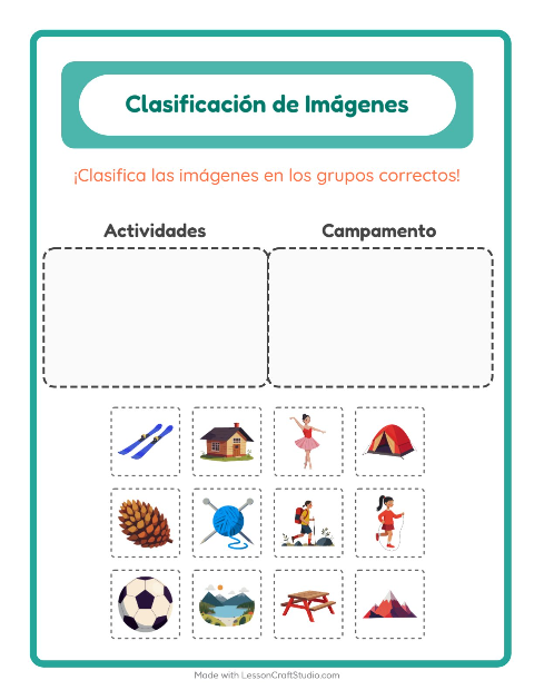 Vista previa de la hoja de Clasificar Imágenes para jardín infantil
