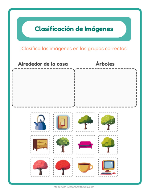 Vista previa de la hoja de Clasificar Imágenes para jardín infantil