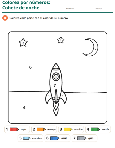 Vista previa de la hoja de Colorear por números para jardín infantil