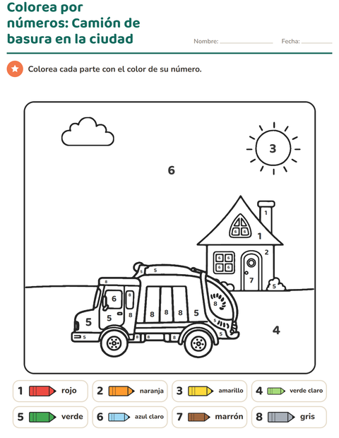 Vista previa de la hoja de Colorear por números para jardín infantil