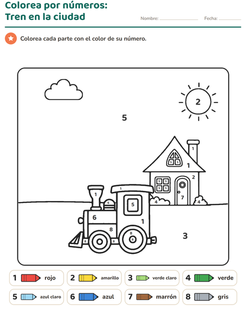Vista previa de la hoja de Colorear por números para jardín infantil