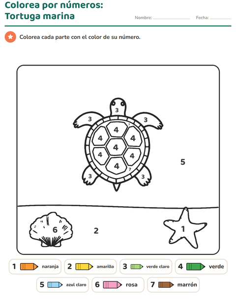 Vista previa de la hoja de Colorear por números para jardín infantil