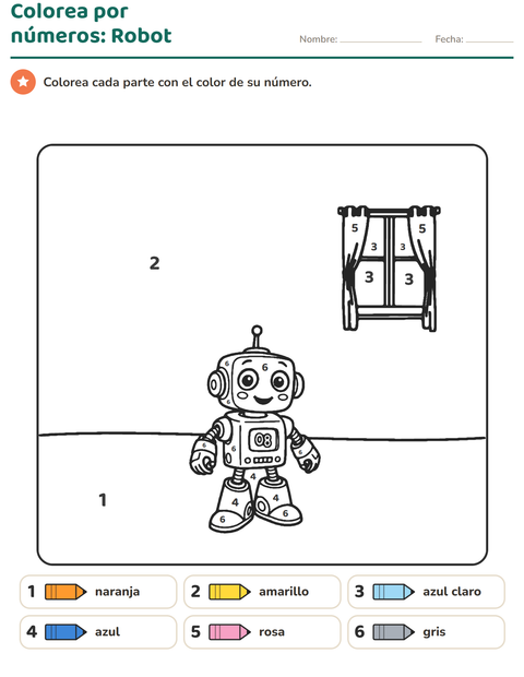Vista previa de la hoja de Colorear por números para jardín infantil